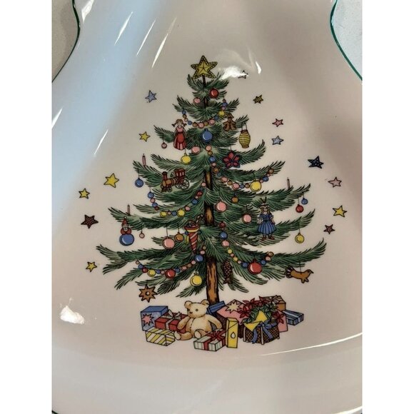 Vintage Retro Nikko Japan Happy Holidays Porcelain China Christmas Tree / Dish S - Picture 3 of 8